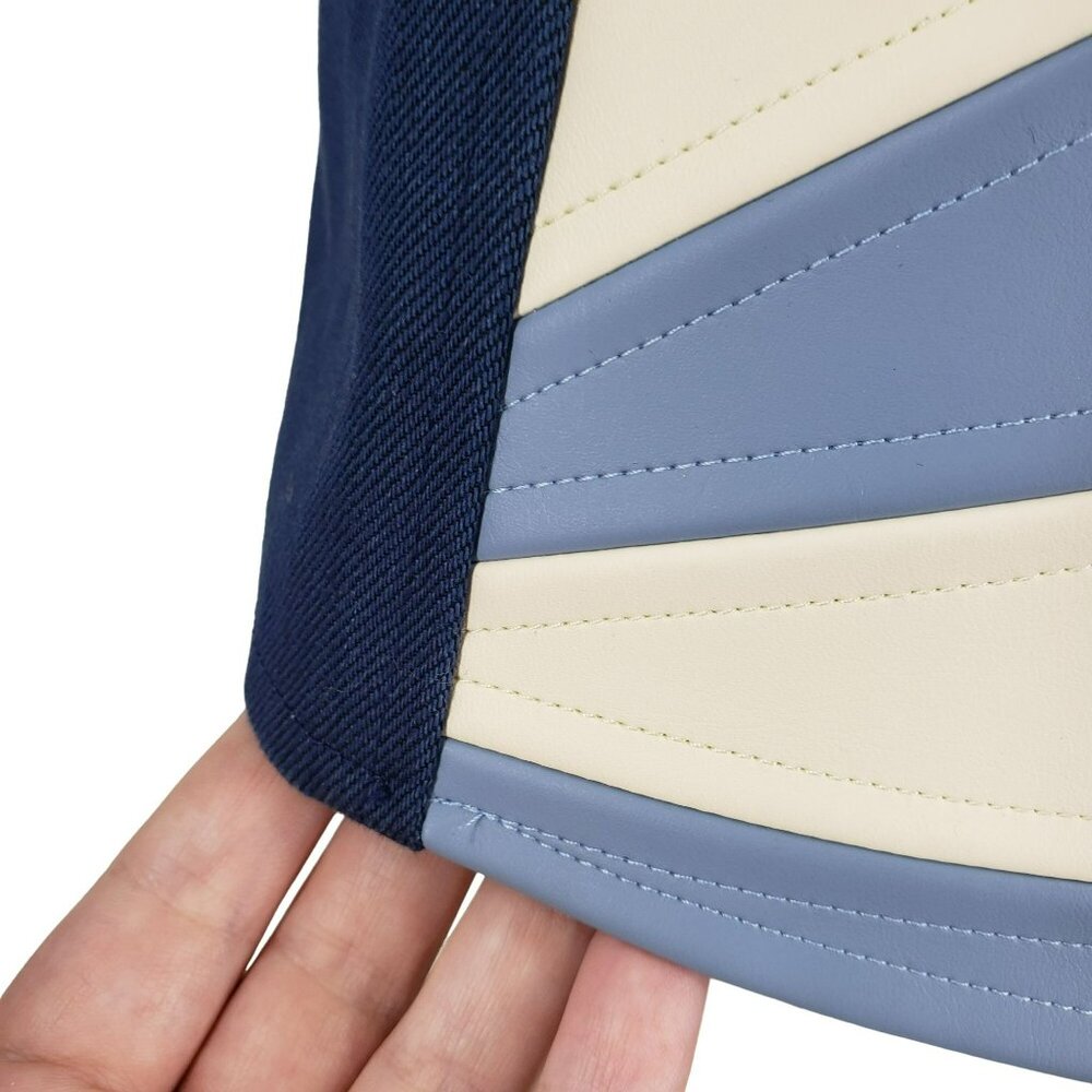 Miko Miko Stripe Skirt Faux Leather Blue White Mod Retro Futuristic Cosplay - Picture 13 of 16